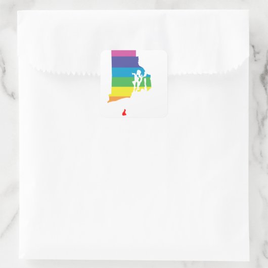 rhode insulaire regenboog vierkante sticker (Tas)