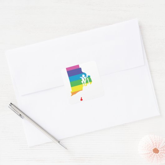 rhode insulaire regenboog vierkante sticker (Envelop)