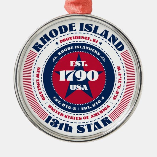 Rhode Island 13e staat kerstversiering Metalen Ornament (Voorkant)