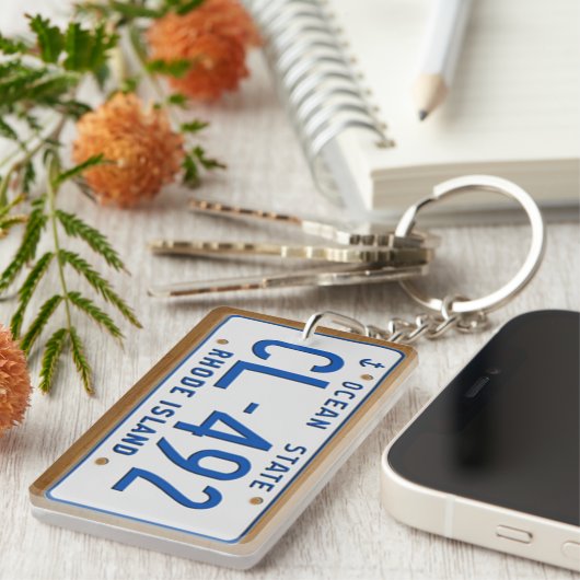 Rhode Island 1986 License Bord Sleutelhanger (Voorkant Rechts)