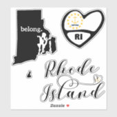 Rhode Island, 3 Design, Love RI, Die Cut Sticker (Vel)