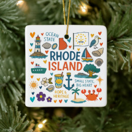 Rhode Island Aangepaste Familie Reis Kerstmis Keramisch Ornament