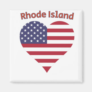 Rhode Island American Flag Heart Magneet