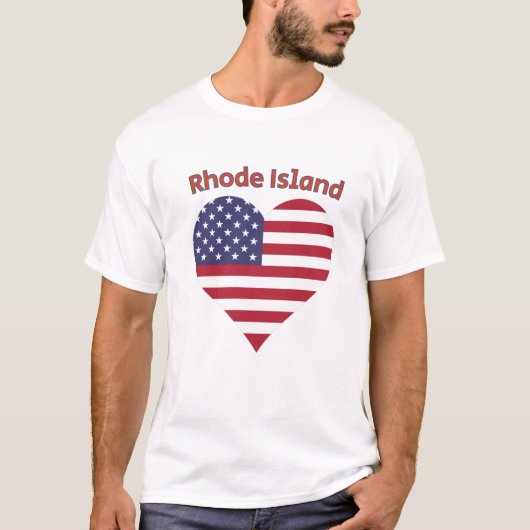 Rhode Island American Flag Heart T-shirt (Voorkant)