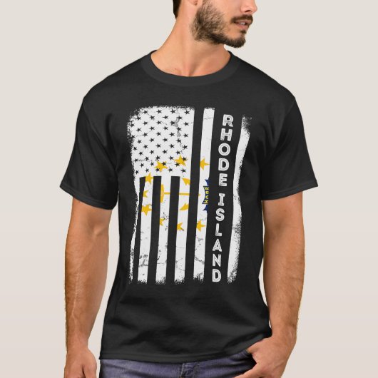 Rhode Island American Flag Home State of Rhode Isl T-shirt (Voorkant)