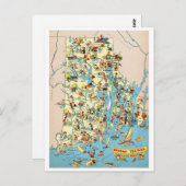 Rhode Island and Providence Plantations Funny Map Briefkaart (Voorkant / Achterkant)