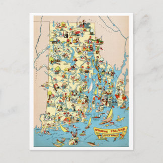 Rhode Island and Providence Plantations Funny Map Briefkaart
