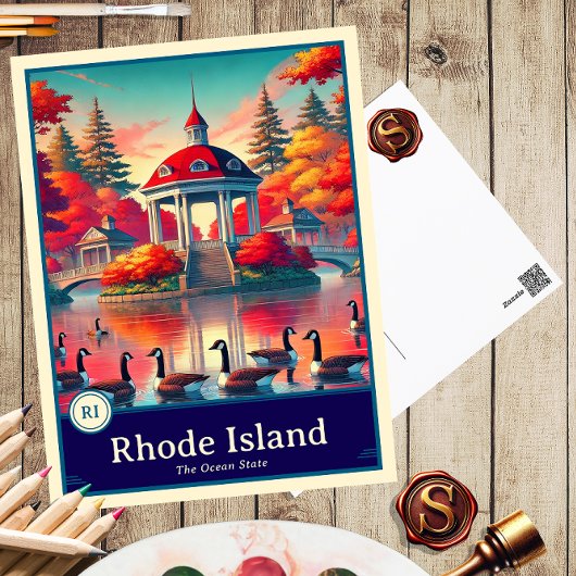 Rhode Island | Anime Style Cel Shaded Briefkaart