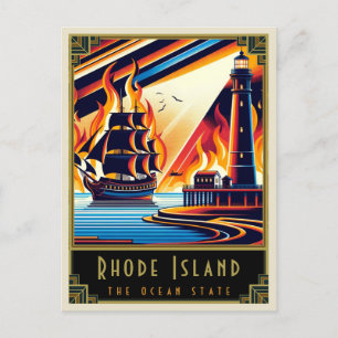 Rhode Island   Art. Deco Briefkaart