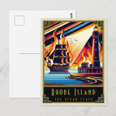 Rhode Island | Art. Deco Briefkaart (Voorkant / Achterkant)