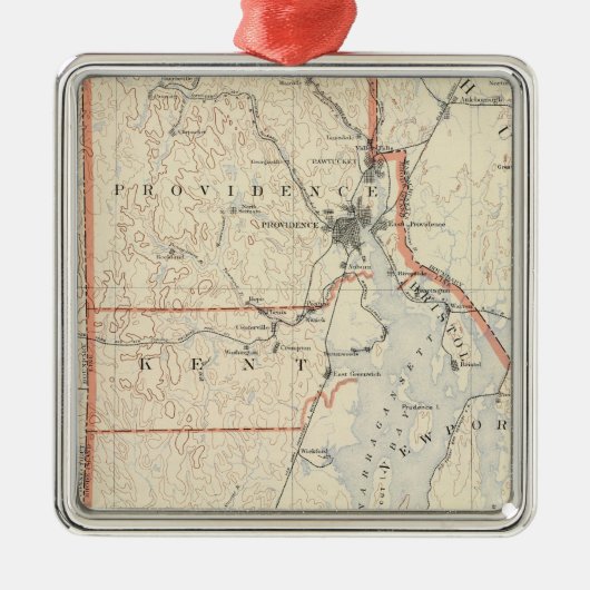 Rhode Island atlas 2 Metalen Ornament (Voorkant)