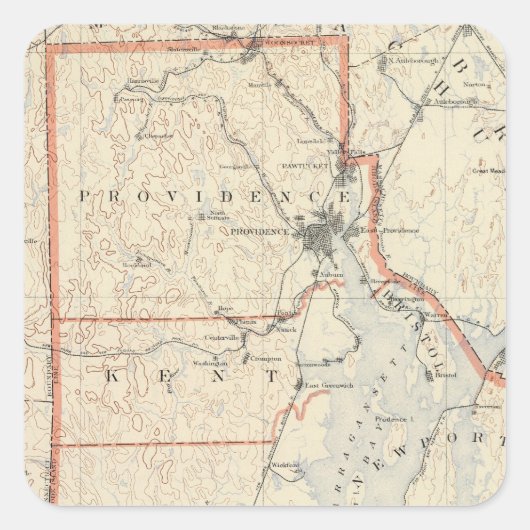 Rhode Island atlas 2 Vierkante Sticker (Voorkant)