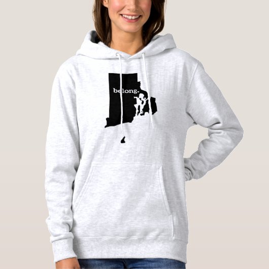 Rhode Island Belong State Map Hoodie (Voorkant)