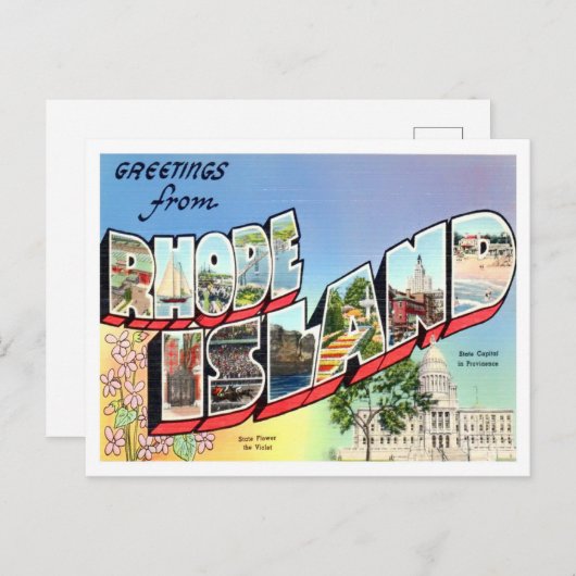 Rhode Island Big Letters Briefkaart (Voorkant / Achterkant)