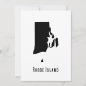 Rhode Island Black and White map Invitation Kaart (Voorkant)