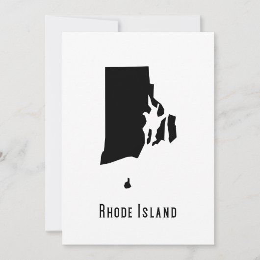 Rhode Island Black and White map Invitation Kaart (Voorkant)