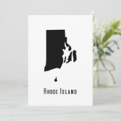 Rhode Island Black and White map Invitation Kaart (Staand voorkant)