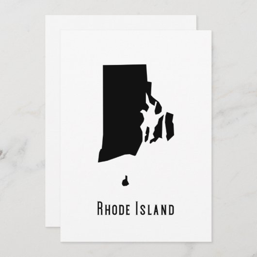 Rhode Island Black and White map Invitation Kaart (Voorkant / Achterkant)
