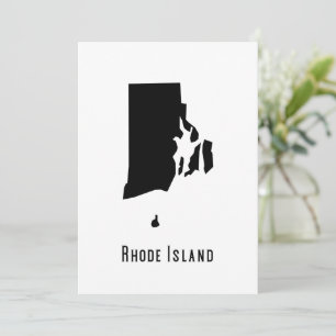 Rhode Island Black and White map Invitation Kaart
