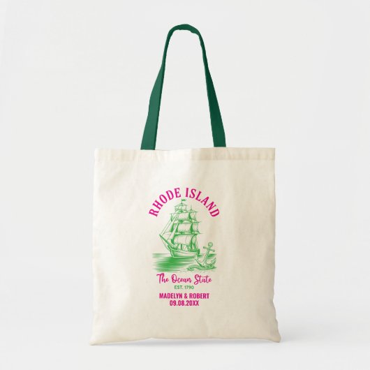 Rhode Island bruiloft welkom tas, staat liefde Tote Bag (Voorkant)