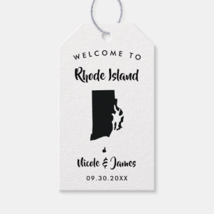 Rhode Island bruiloft welkomsttas Labels, kaart Cadeaulabel