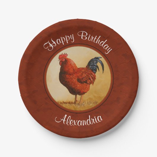 Rhode Island Chicken Red Background Papieren Bordje (Voorkant)