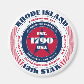 Rhode Island Cirkel Typografie Souvenir Magneet (Voorkant)