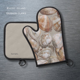 Rhode Island Clams Oven Mitt and Pot Holders Ovenwant & Pannenlap Set