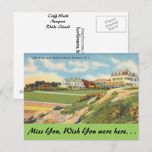 Rhode Island, Cliff Walk, Newport Briefkaart (Voorkant / Achterkant)