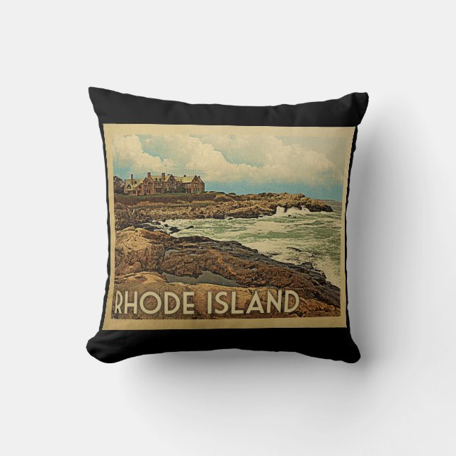 Rhode Island Coast Vintage Travel Kussen (Voorkant)