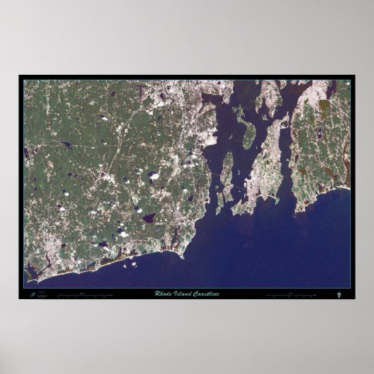 Rhode Island Coastline satelliet poster (Voorkant)