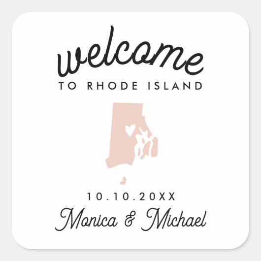 RHODE ISLAND Destination Weddenschap IEDERE KLEUR Vierkante Sticker (Voorkant)