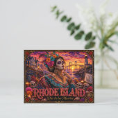 Rhode Island Día de los Muertos Retro Briefkaart (Staand voorkant)