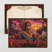 Rhode Island Día de los Muertos Retro Briefkaart (Voorkant / Achterkant)