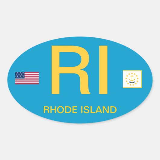 Rhode Island* Euro-stijl Ovale Bumpersticker Ovale Sticker (Voorkant)