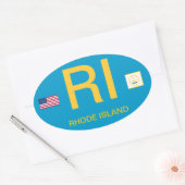 Rhode Island* Euro-stijl Ovale Bumpersticker Ovale Sticker (Envelop)