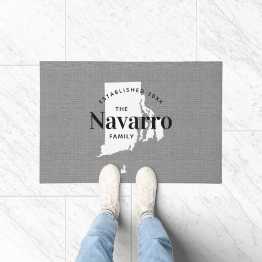 Rhode Island Familie Monogram Staat Doormat Deurmat (Binnen)