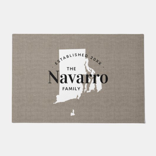 Rhode Island Familie Monogram Staat Doormat Deurmat (Voorkant)