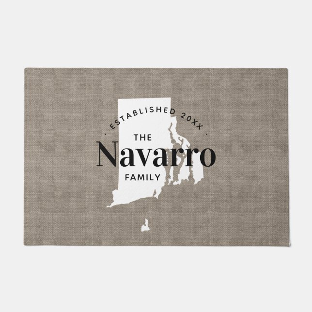 Rhode Island Familie Monogram Staat Doormat Deurmat (Voorkant)