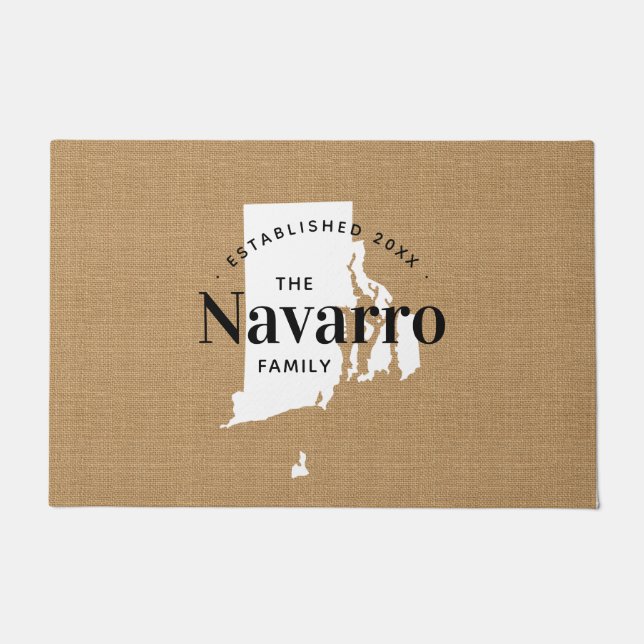 Rhode Island Familie Monogram Staat Doormat Deurmat (Voorkant)