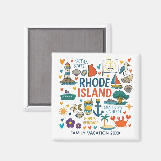 Rhode Island Familie Reis Geschenk Custom Magneet (Voorkant / Achterkant)