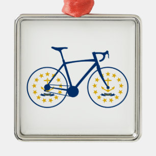 Rhode Island Flag Cycling Metalen Ornament