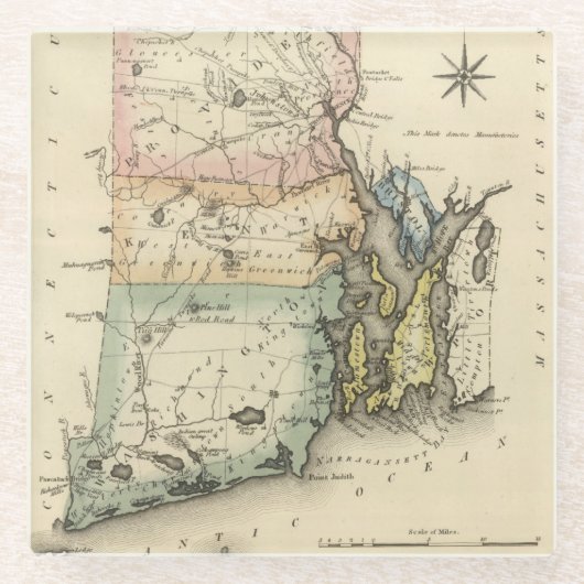 Rhode Island Glazen Onderzetter (Voorkant)