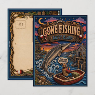 Rhode Island Gone Fishing Atlantische Steur Briefkaart