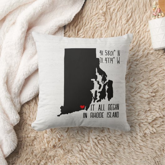 Rhode Island GPS-coördinaten met hart Kussen (Deken)