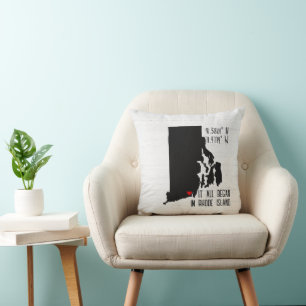 Rhode Island GPS-coördinaten met hart Kussen