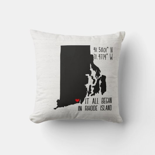 Rhode Island GPS-coördinaten met hart Kussen (Voorkant)