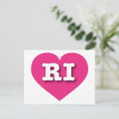 Rhode Island Hot Pink Heart - Ik hou van RI Briefkaart (Staand voorkant)
