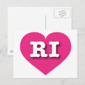 Rhode Island Hot Pink Heart - Ik hou van RI Briefkaart (Voorkant / Achterkant)