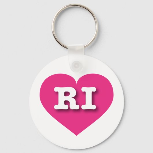 Rhode Island Hot Pink Heart - Ik hou van RI Sleutelhanger (Voorkant)